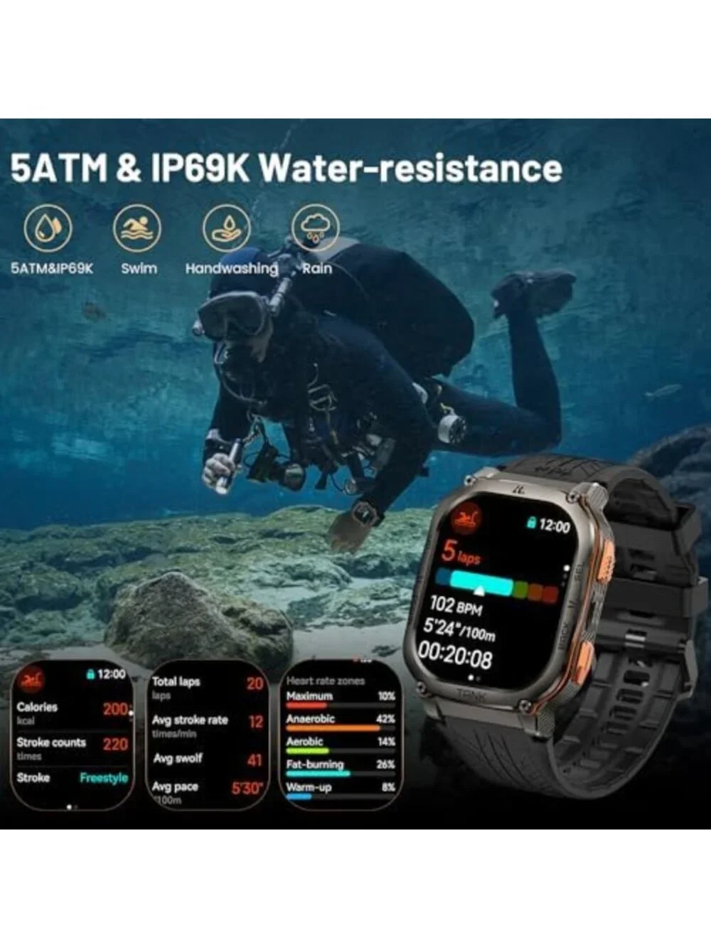Ultra Smart Watch with Dual-Band GPS, 5 ATM Waterproof & IP69K Rating